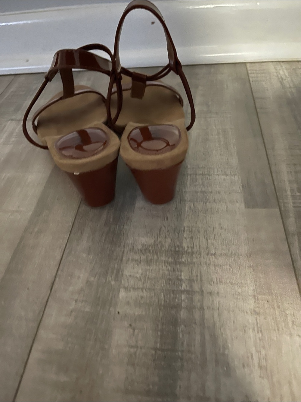Style & Co. Patent T‑Strap Sandals in Brown - Picture 4 of 6
